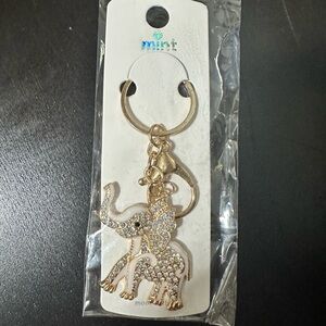 Mint Elephant Keychain with Rhinestones